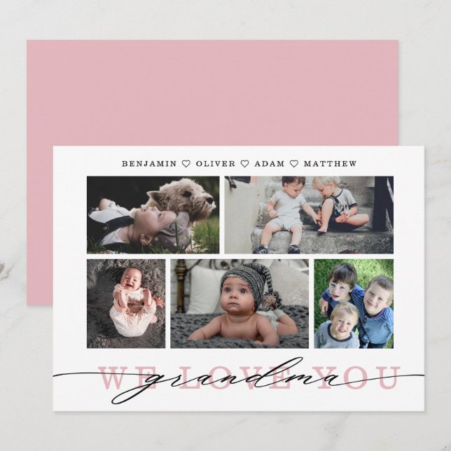 Grandma Photo Collage Carte Fête des Mères (Devant / Derrière)