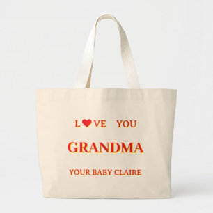 Grandma Script personnalisé Grand Sac ROUGE & JAUN