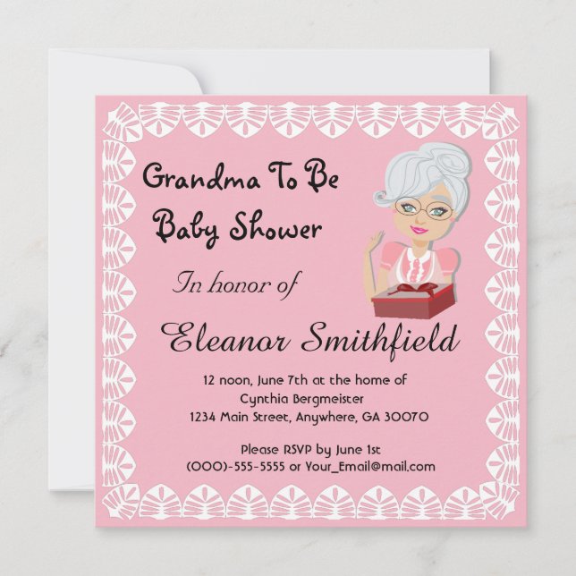 GrandMa sera une invitation Baby shower (Devant)