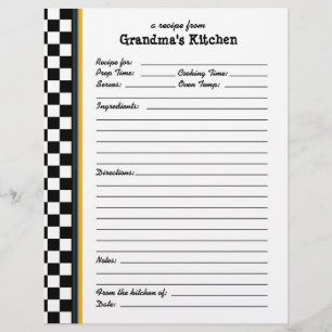 Grandmas Cuisine À damiers Accent Jaune Recette