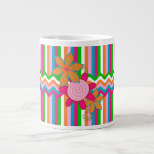 Grandmas Garden Stripes Jumbo Café Mug
