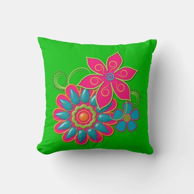 Grandmas Jardin Fleurs vert Jeu Oreiller (Recto)