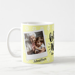 Grandme florale jaune personnalisée Mug photo