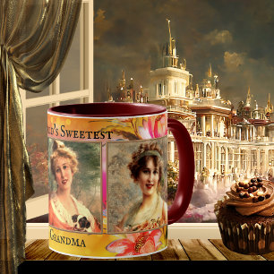 Grandme florale Vintage colorée Mug photo personna