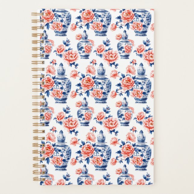 Grandmillenial Chinoiserie Ginger Jar Pink Peonies (Devant)