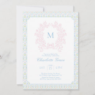 Grandmillennial Crest Anniversaire Invitation
