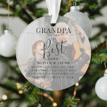 'GRANDPA' 2 Photo Noms & Citation Noël<br><div class="desc">Faites savoir à grand-père combien il veut vous dire avec ce magnifique ornement de Noël 2 photo. Avec 2 de vos photos préférées,  une superposition blanche,  le texte "Grand-père vous êtes le meilleur",  le/les nom(s) et une citation sucrée. Tout le texte est facilement customisé en utilisant le modèle fourni.</div>