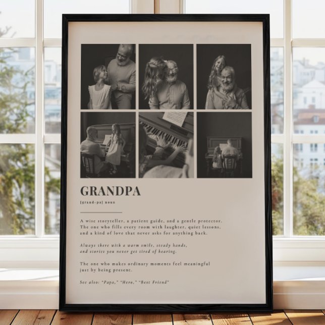 Grandpa Definition Custom 6 Photo Collage Poster (Créateur téléchargé)