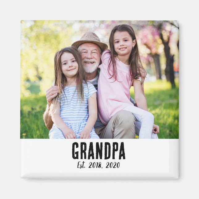 Grandpa Established Photo Gift Magnet (Devant)