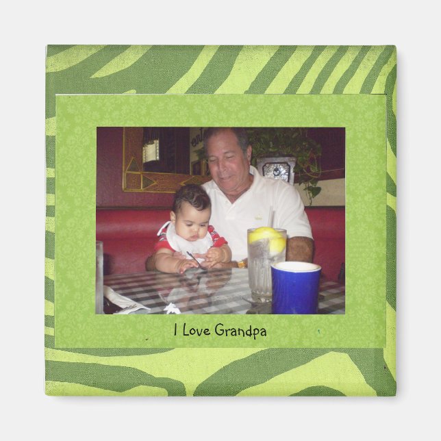 GRANDPA : "I Love Grand-Père" Photo Frame Magnet (Devant)