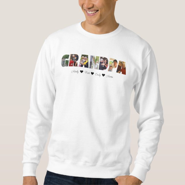 Grandpa Photo Collage Sweatshirt avec 7 photos (Devant)