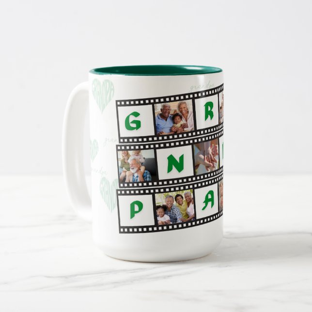 Grandpa's Coffee Mug Personnalisé avec 7 Photos! (Devant gauche)