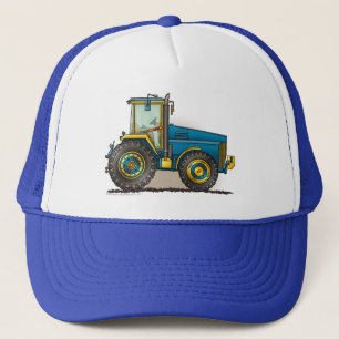 Grands casquettes bleus de tracteur
