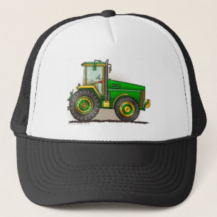 Grands casquettes verts de tracteur