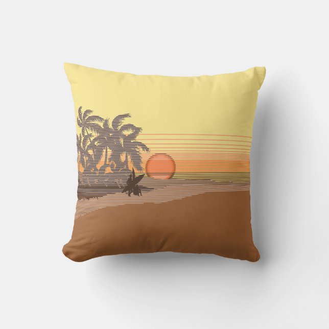 Grands Coussin Carrés Réversibles Hawaïens de Suns (Recto)