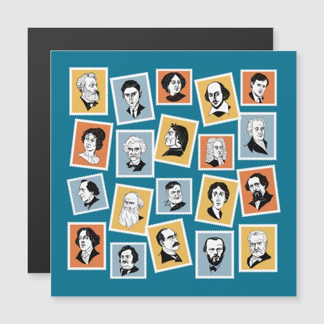 Grands écrivains, poètes et dramaturges sur timbre (Devant / Derrière)