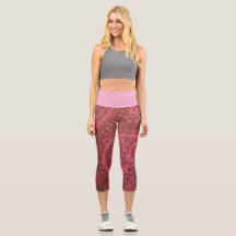 Grands leggings capri à taille haute rose rouge pa