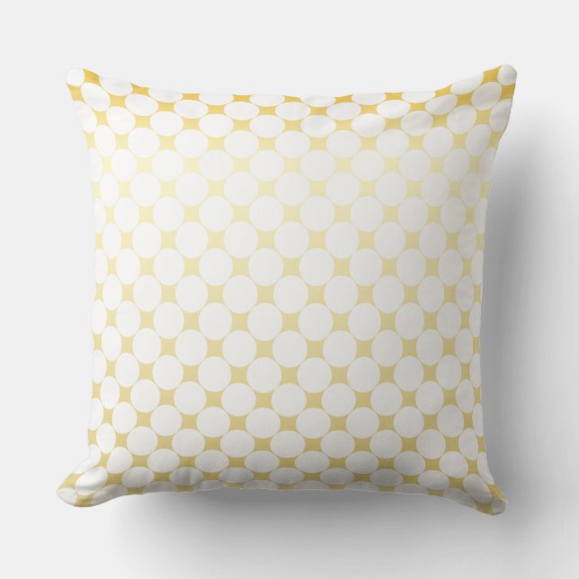 Grands points blancs et rhomb | Coussin or et blan (Recto)