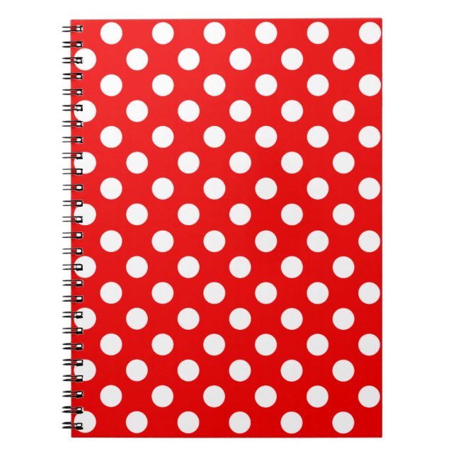 Grands Pois blancs sur Carnet rouge clignotant (Devant)