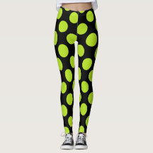 Grands pois verts lime sur leggings noirs