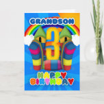 Grandson 3e Carte Anniversaire Avec Bouncy Castle<br><div class="desc">Une belle carte de 3ème anniversaire ensoleillée avec un château gonflable</div>