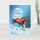 Grandson carte d'anniversaire avec un cheval spiri<br><div class="desc">Un cheval d'esprit chestnus galopant sur fond de lune et de nuages. Voir toutes les cartes de la gamme dans mon magasin. http://www.zazzle.com/eggznbeenz</div>