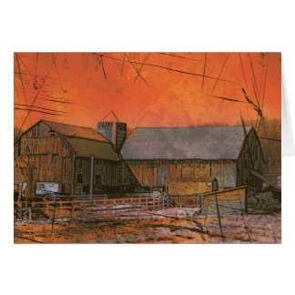 Grange au coucher du soleil