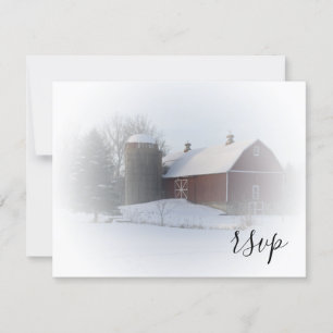 Grange couverte de neige Mariage d'hiver RSVP