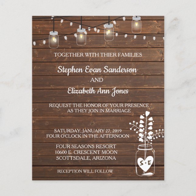 Grange de Mariage Bocaux en Verre Classique Bois R (Devant)