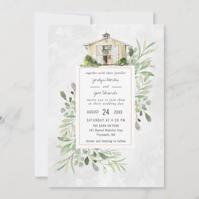 Grange Élégant | Faire-part de mariage à l'aquarel (Devant)