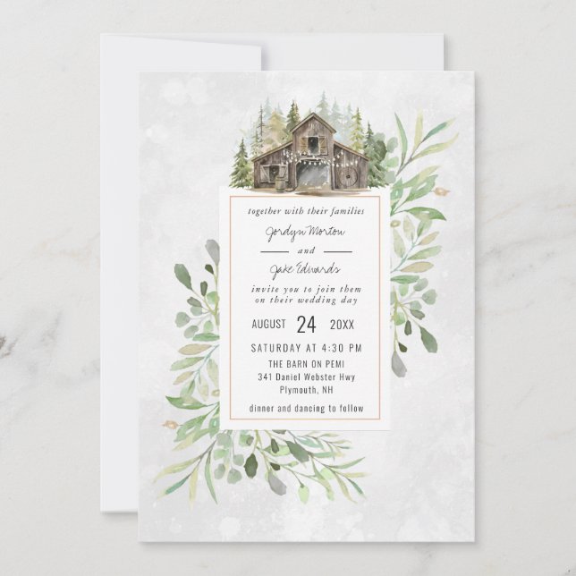 Grange Élégant | Faire-part de mariage à l'aquarel (Devant)