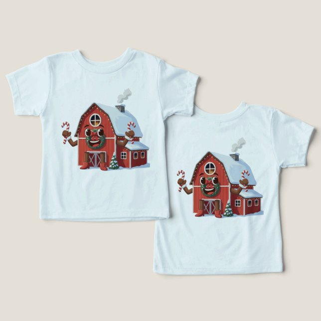 Grange rouge de Noël de dessin animé mignon - Ferm (Design Recto & Verso)