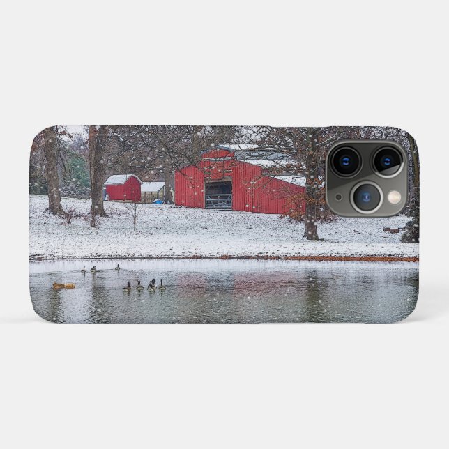 Grange Rouge en neige coque iphone (Dos (Horizontal))