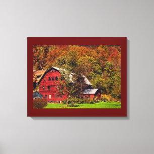 Grange rouge en toile d'automne Imprimer