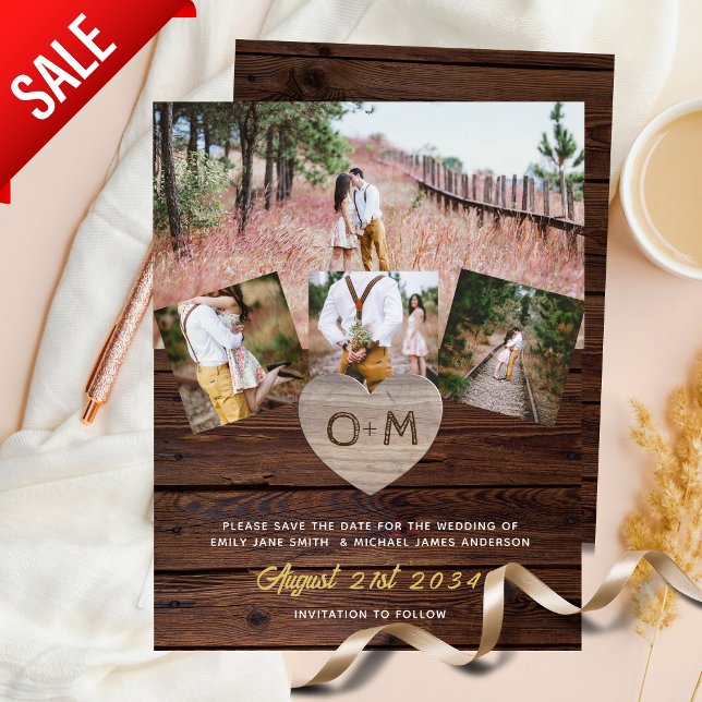 Grange Rustique Bois photo Collage Coeurs gravés (Créateur téléchargé)