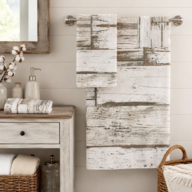 grange rustique grange beige gris blanc grain de b (rustic farmhouse barn beige grey white wood grain bath towel set)