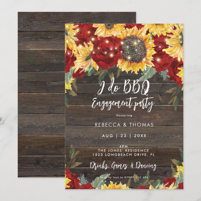 grange rustique I do BBQ couples douche invitation (Devant / Derrière)