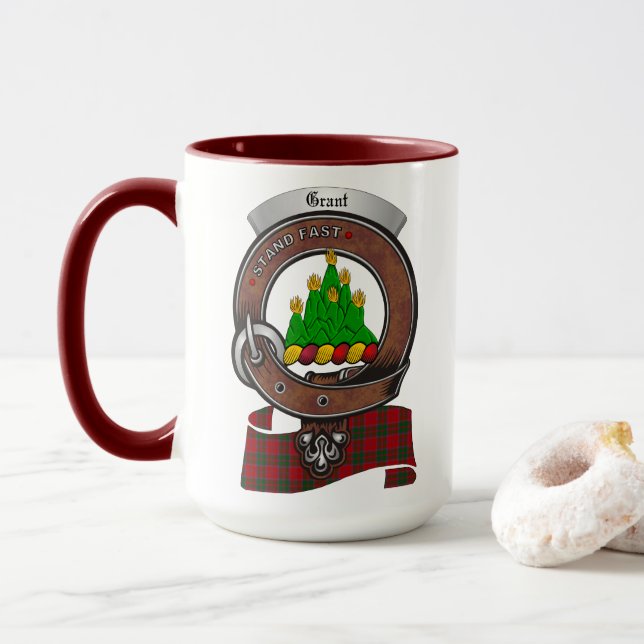 Grant Clan Badge Combo 15oz Mug (Avec donut)