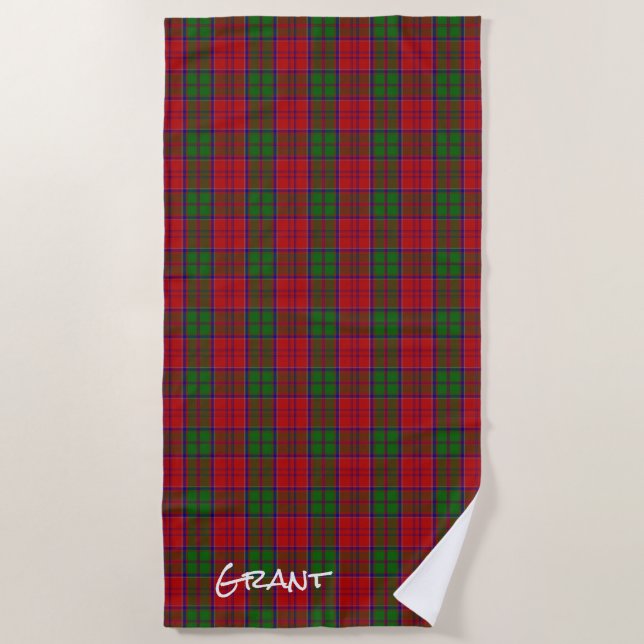 Grant Clan Tartan Plaid Beach Serviette (Devant)