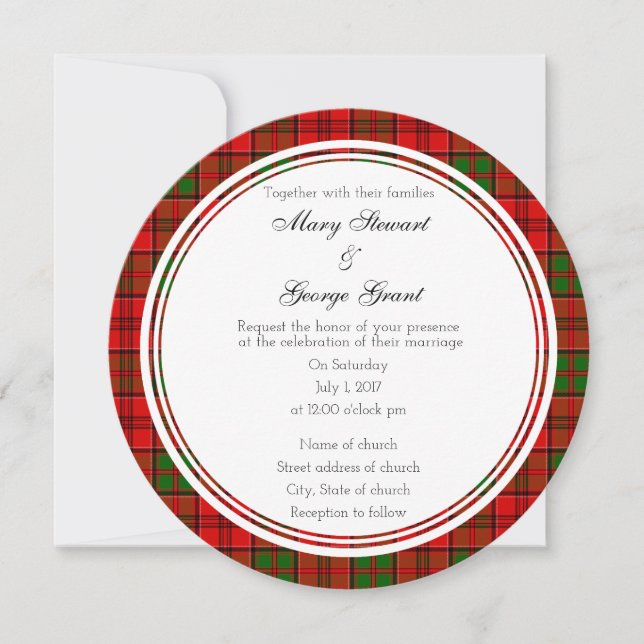 Grant Scottish Mariage Round Invitation (Devant)