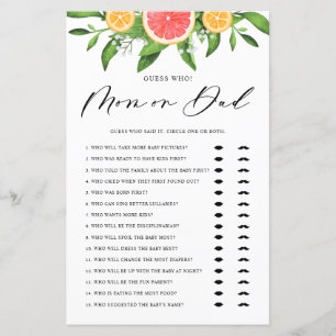 Grapefruit Devinez Qui Maman ou Papa Baby shower J