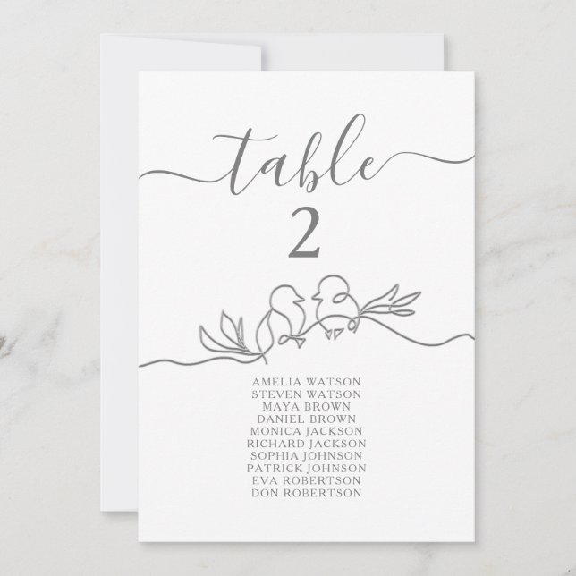 Graphie de mariage simple pour le plan de table (Devant)
