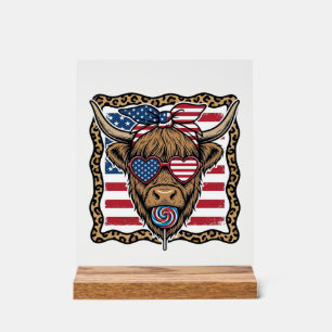 Graphique de drapeau vintage de vache des Highland