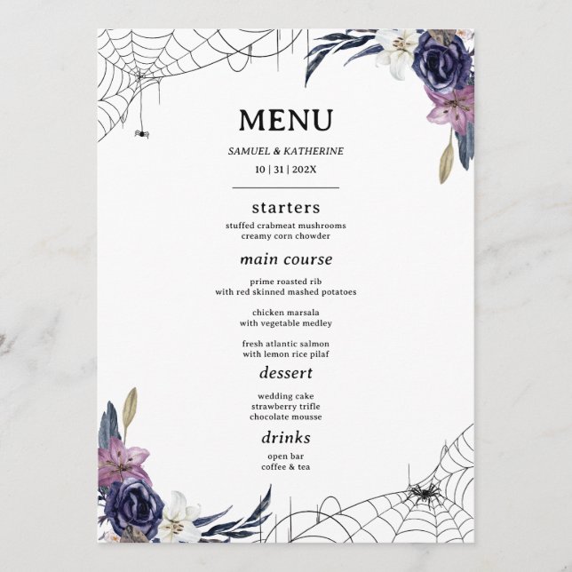 Graphique de menu plat Mariage Halloween (Devant)