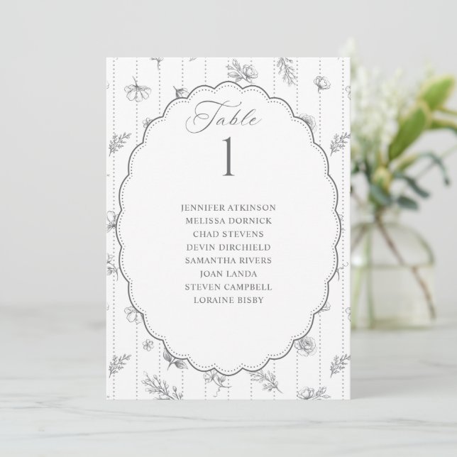 Graphique de placement de mariage ovale argenté vi (Debout devant)