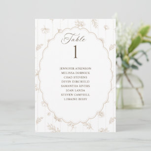 Graphique de placement de mariage ovale beige vint