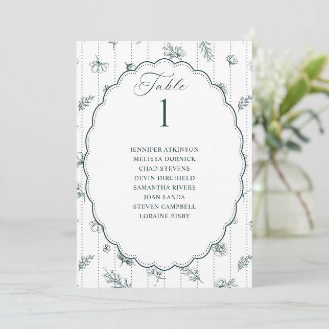 Graphique de placement de mariage ovale émeraude v (Debout devant)