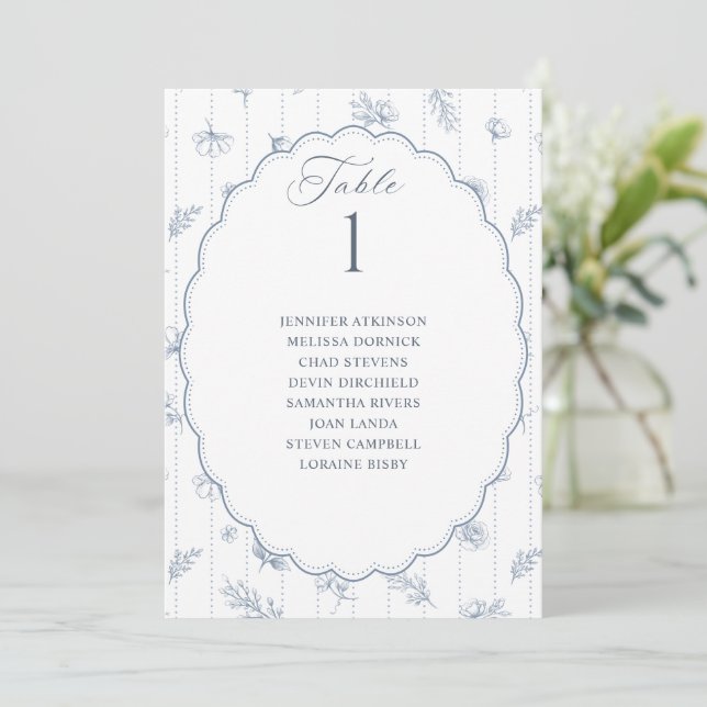 Graphique de placement de mariage ovale vintage bl (Debout devant)