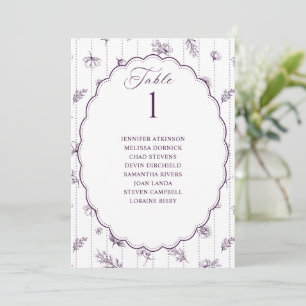 Graphique de placement de mariage ovale vintage fo