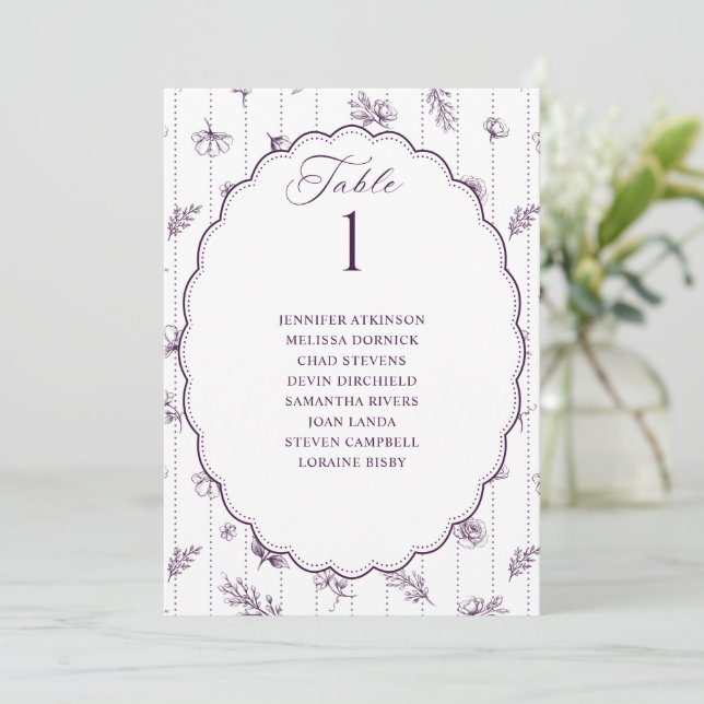 Graphique de placement de mariage ovale vintage fo (Debout devant)